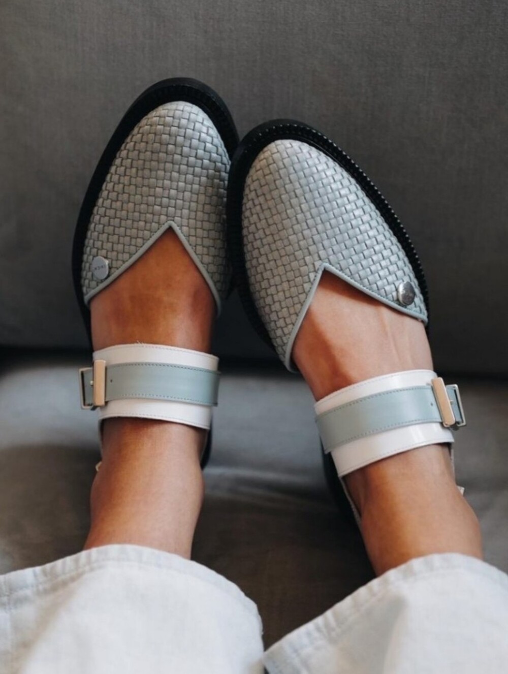 INCH2 Baby Blue Woven Closed Toe Sandal 40